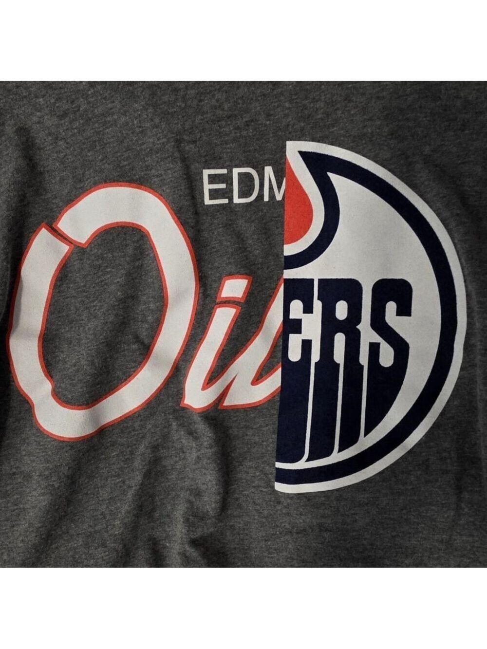 Men's Mitchell & Ness Gray Edmonton Oilers Short Sleeve Tee L